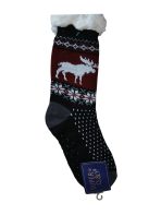 Αντρικές Καλτσοπαντόφλες Με Χνουδωτή Επένδυση Αντιολισθητικές Μαύρο με Σχέδιο Τάρανδο