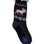 Αντρικές Καλτσοπαντόφλες Με Χνουδωτή Επένδυση Αντιολισθητικές Μαύρο με Σχέδιο Τάρανδο