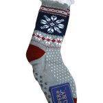 Αντρική Καλτσοπαντόφλα Με Χνουδωτή Επένδυση Αντιολισθητικές Γκρι με Σχέδιο Νιφάδα