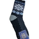 Αντρική Καλτσοπαντόφλα  Με Χνουδωτή Επένδυση Αντιολισθητικές Μαύρο με Σχέδιο Νιφάδα