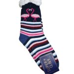 Γυναικεία καλτσοπαντόφλα Με Χνουδωτή Επένδυση Αντιολισθητικές Πολύχρωμη Ριγέ  Με σχέδιο Φλαμιγκο 36-41