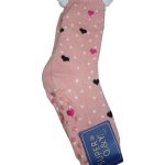 Γυναικεία καλτσοπαντόφλα Με Χνουδωτή Επένδυση Αντιολισθητικές Ροζ Με σχέδιο Καρδιές 36-41