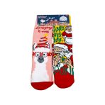 Γυναικείες  Βαμβακερές Χριστουγεννιάτικες Κάλτσες Σετ 2 Ζευγάρια Μακριές 'Αγιος Βασίλης Και Χριστουγεννιατικο Λάμα - Image 2